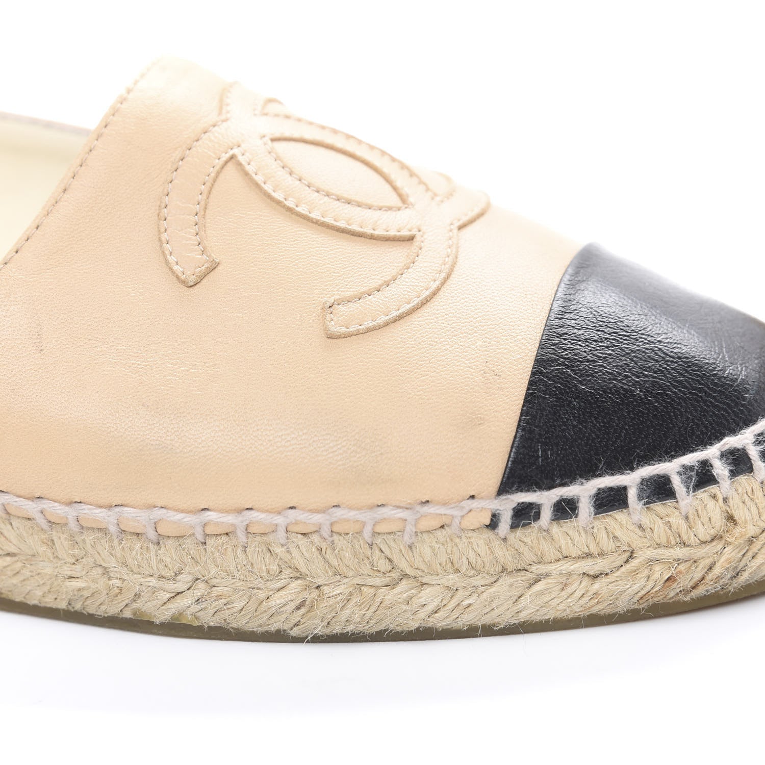 Chanel Lambskin CC Espadrilles 37 Beige Black 12 of 16