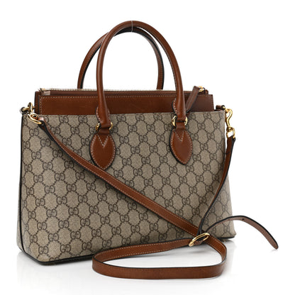 Gucci GG Supreme Monogram Small Zip Top Tote Beige Tuscany 3 of 13