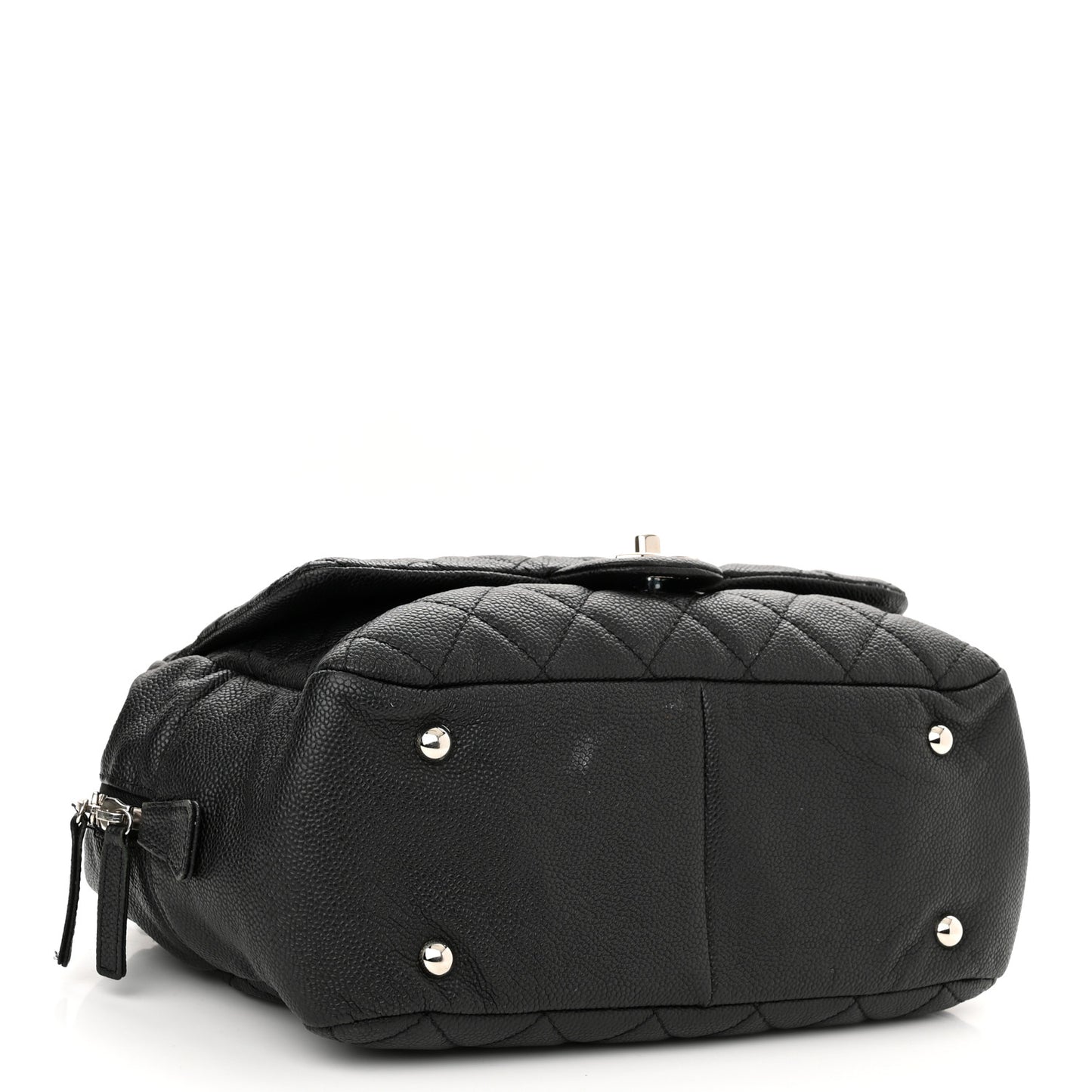 Caviar Quilted Travel Flap Tote Black