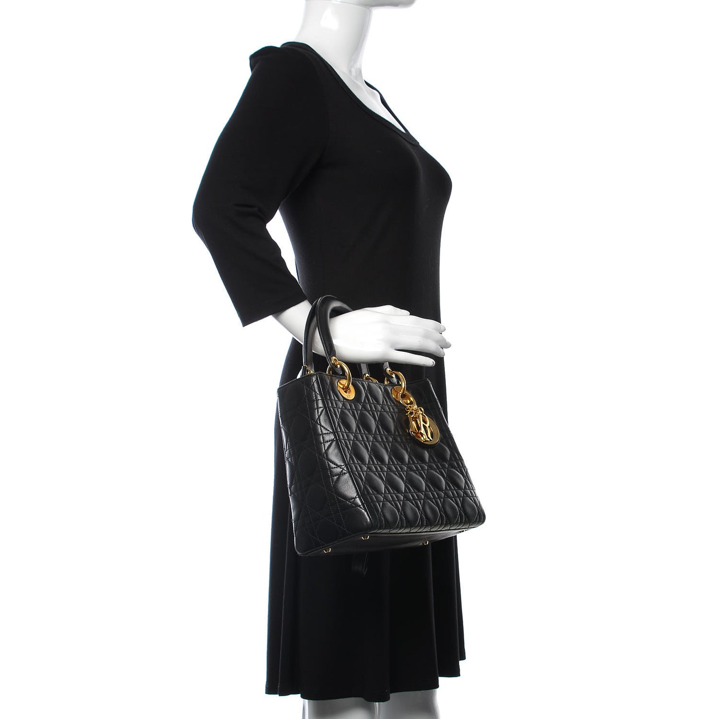 Lambskin Cannage Medium Lady Dior Black