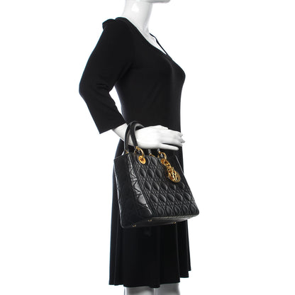 Christian Dior Lambskin Cannage Medium Lady Dior Black 2 of 17