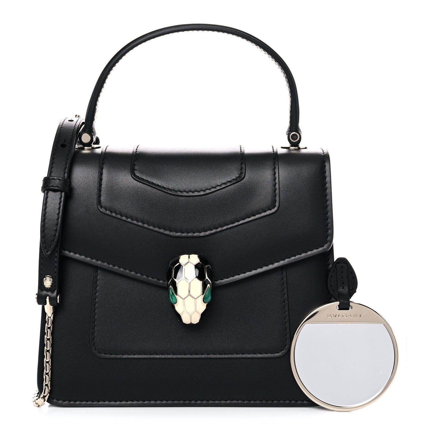 Calfskin Serpenti Forever Top Handle Black