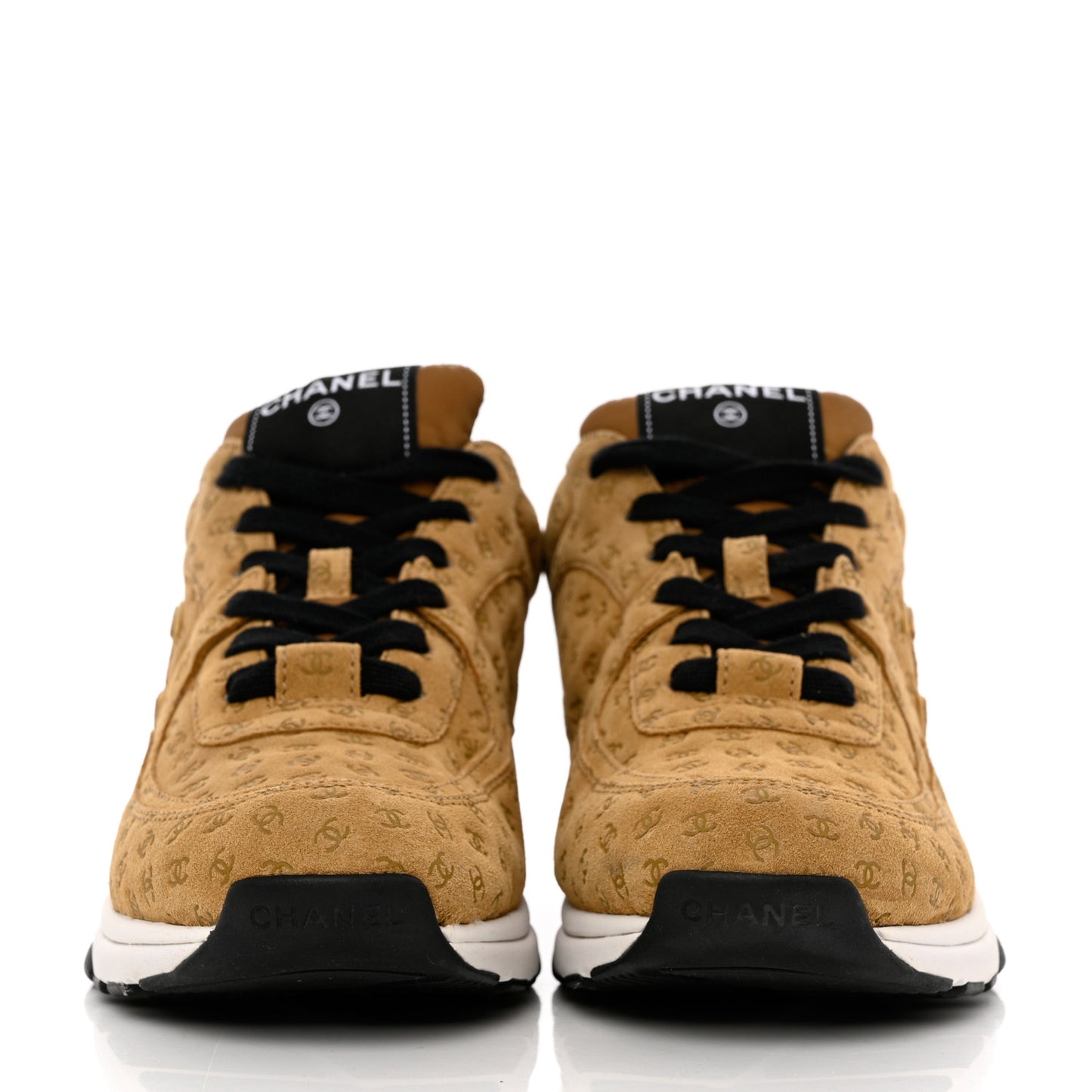 Suede Calfskin Printed CC Sneakers 41 Beige