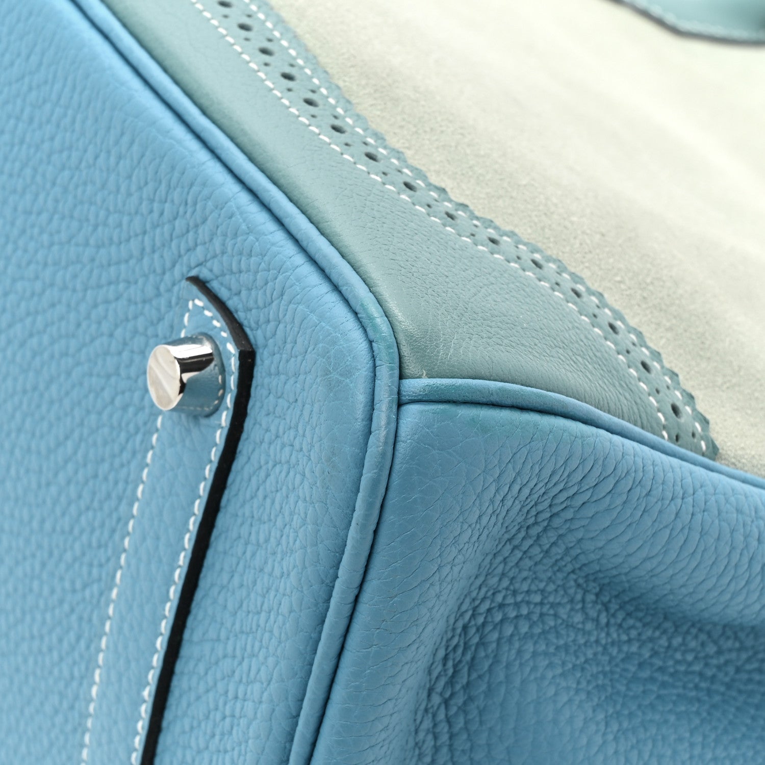Hermes Veau Doblis Taurillon Clemence Evergrain Ghillies Birkin 35 Turquoise Ciel 12 of 14