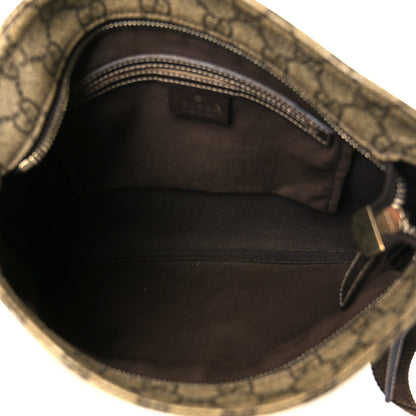 Gucci GG Supreme Monogram Selleria Calfskin Small Flat Side Zip Messenger Bag Beige Ebony Cocoa Dark Chocolate 5 of 12