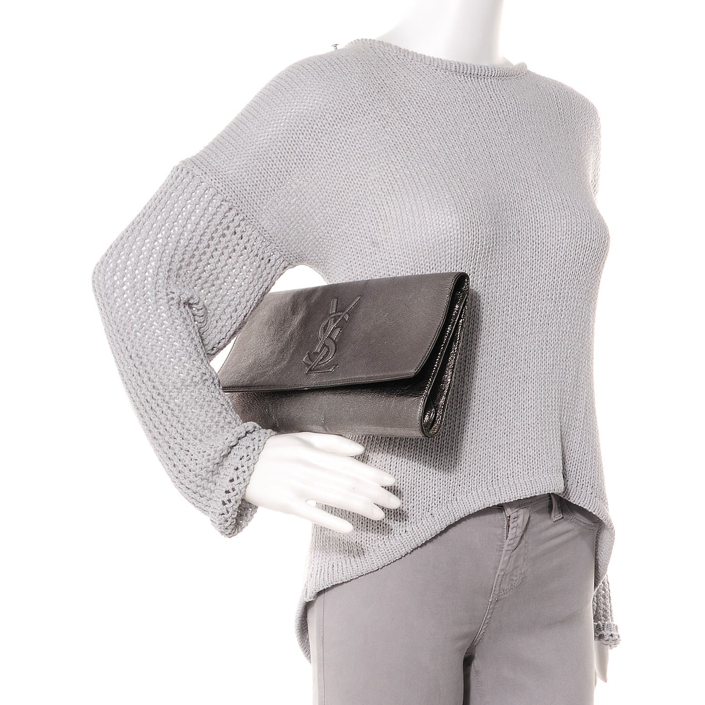 Metallic Belle de Jour Clutch Dark Silver