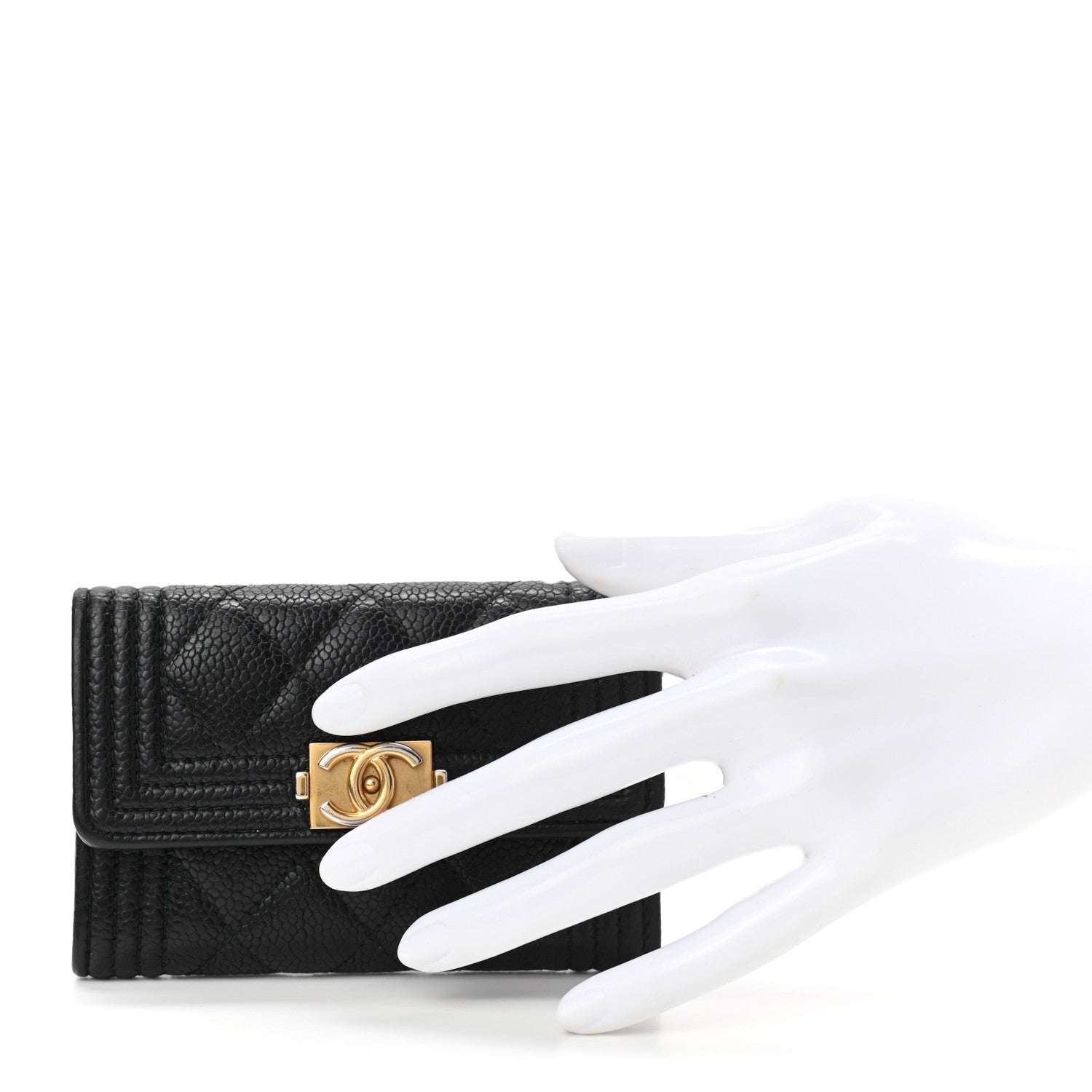 Chanel Caviar Quilted Boy Flap Card Holder Black 2 of 9
