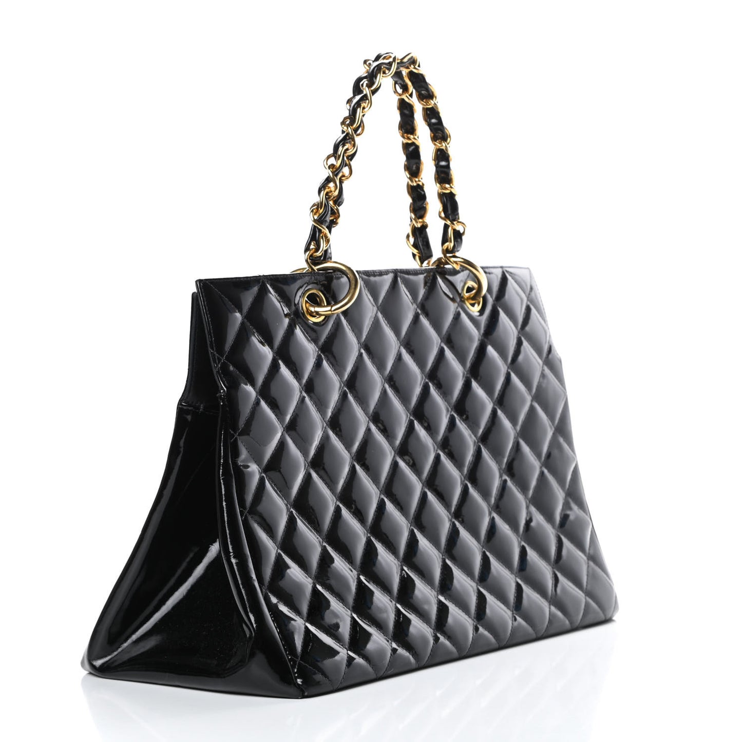 Patent Quilted Grand Shopping Tote GST Black