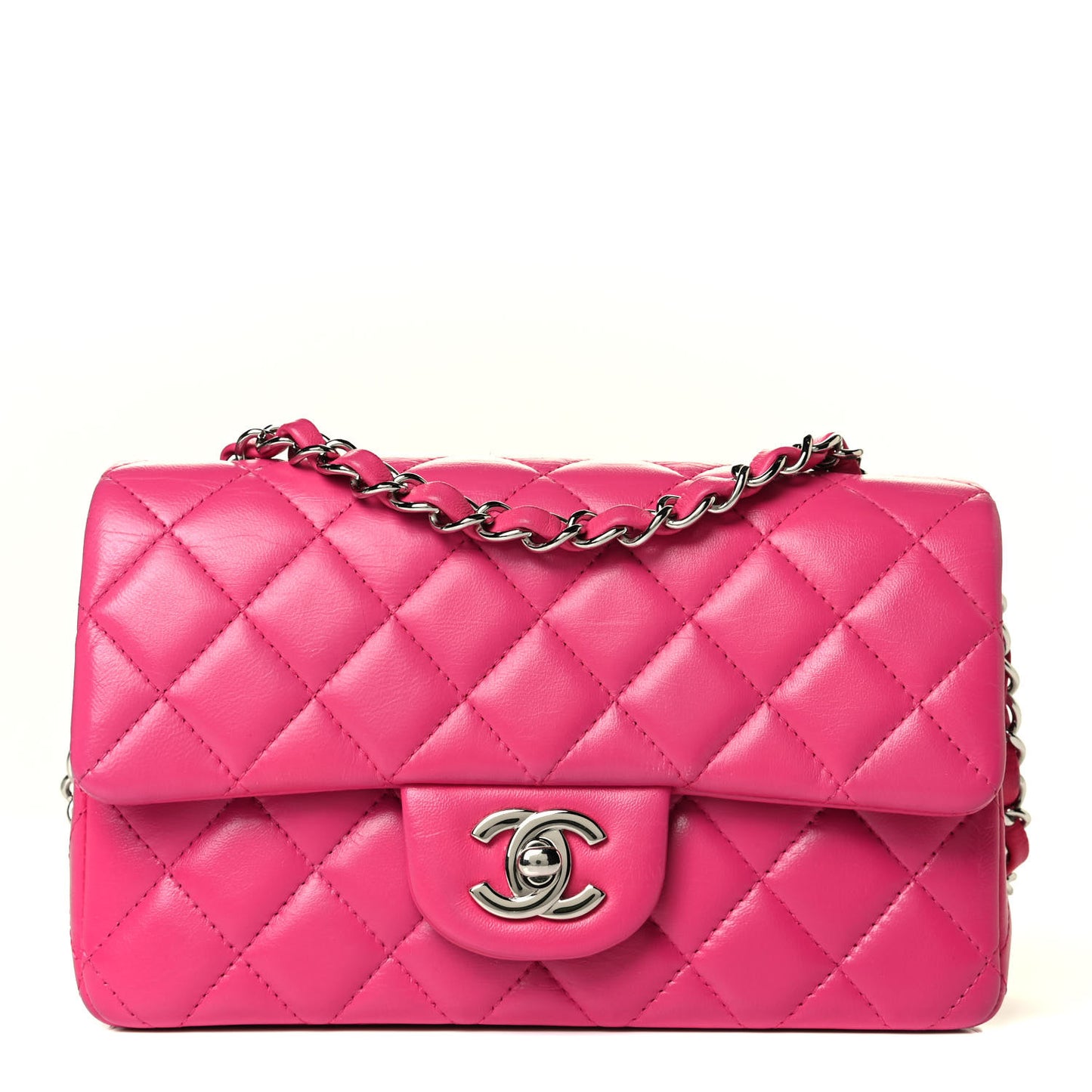 Lambskin Quilted Mini Rectangular Flap Pink