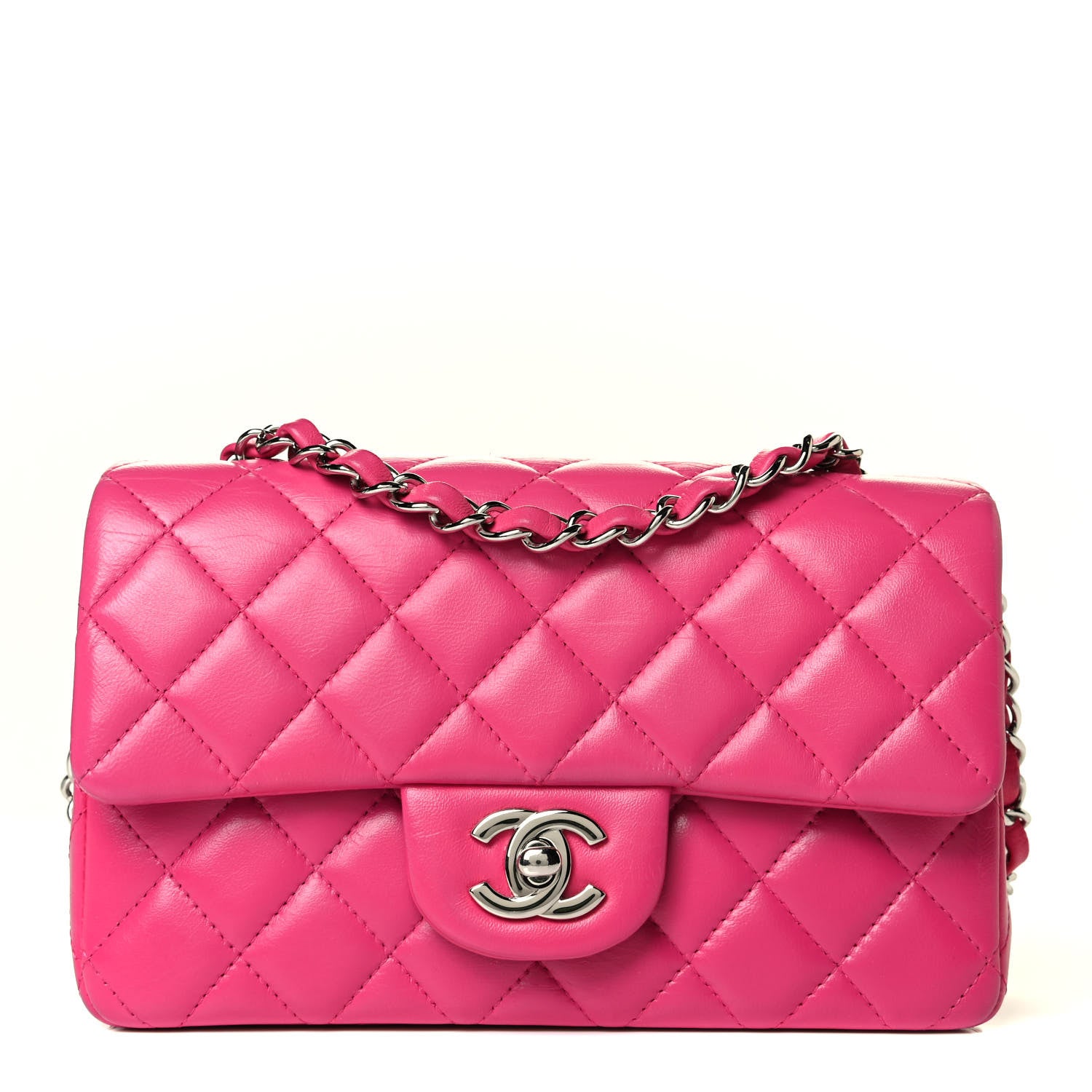 Chanel Lambskin Quilted Mini Rectangular Flap Pink 1 of 8