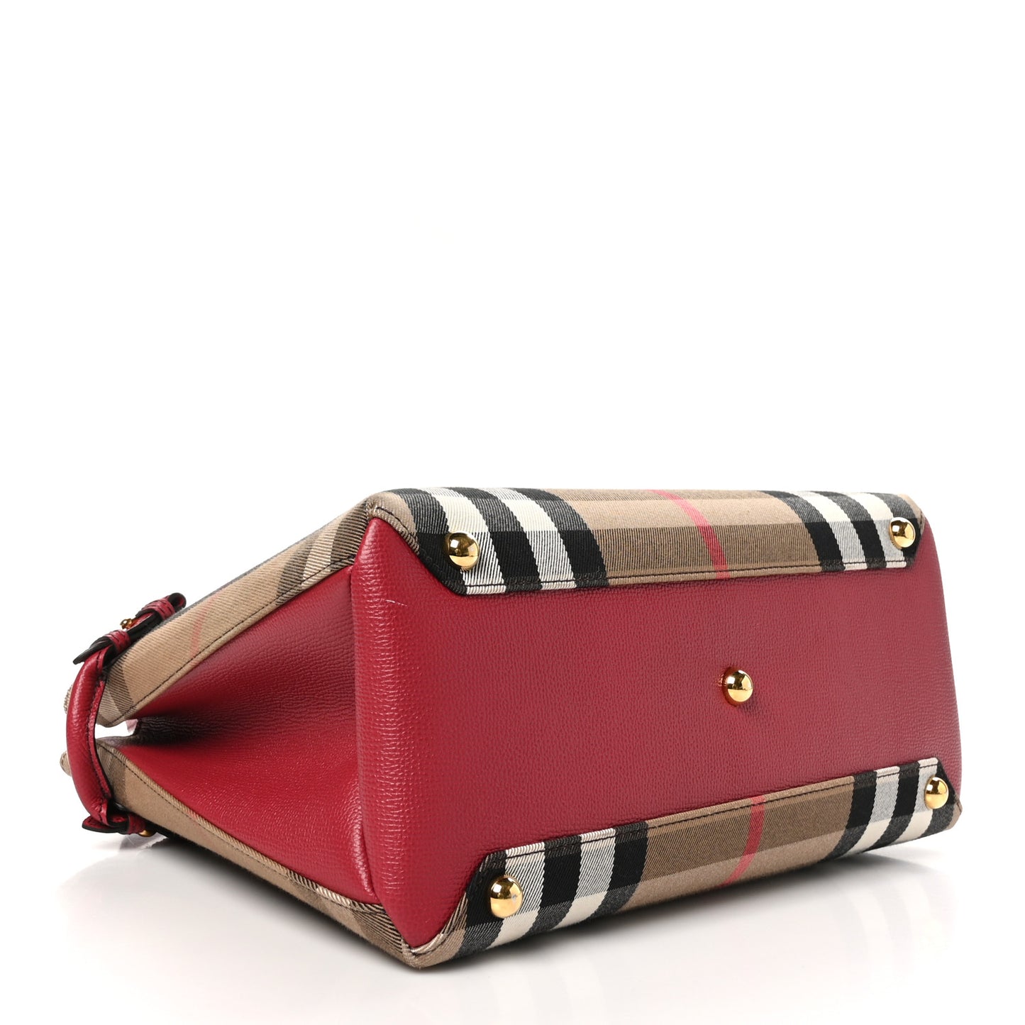 House Check Grainy Calfskin Medium Banner Tote Russet Red
