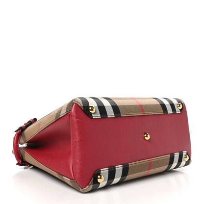 Burberry House Check Grainy Calfskin Medium Banner Tote Russet Red 4 of 10