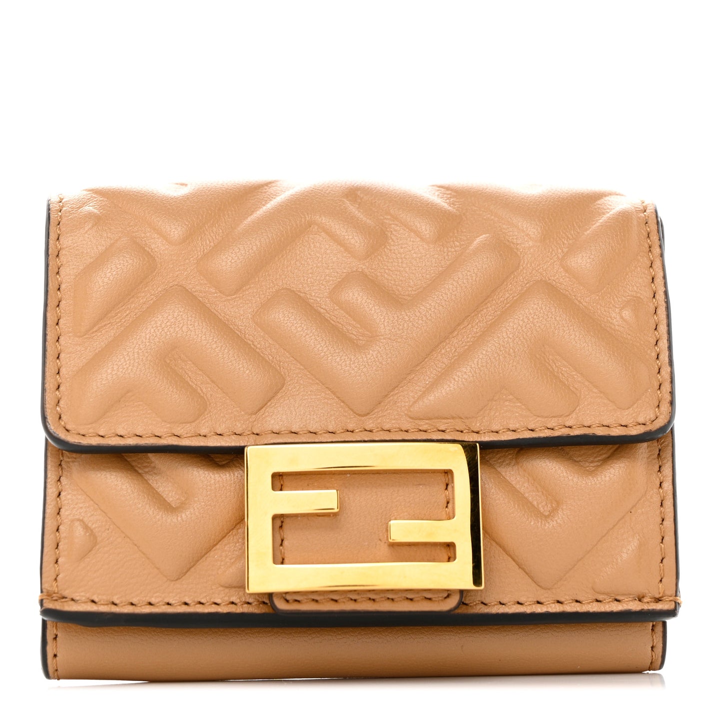 Nappa Matisse FF Diagonal Embossed Micro Tri-Fold Wallet Miele Scuro