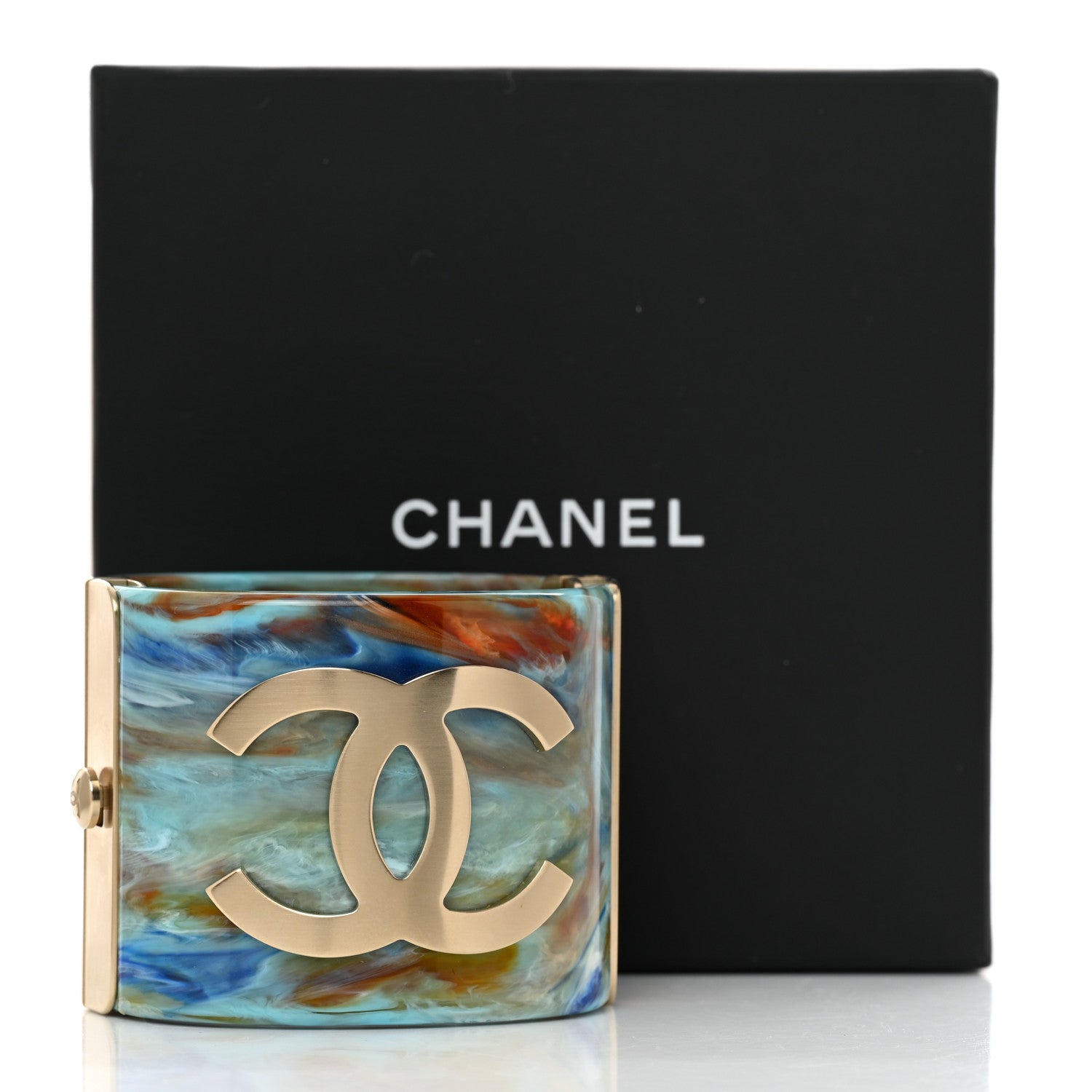 Chanel Resin CC Cuff Blue Multicolor 5 of 5