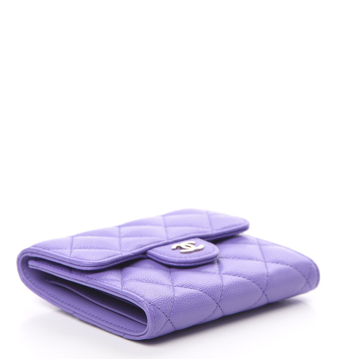 Chanel Caviar Quilted Compact Flap Wallet Purple 4 of 9