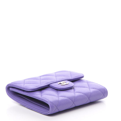 Chanel Caviar Quilted Compact Flap Wallet Purple 4 of 9