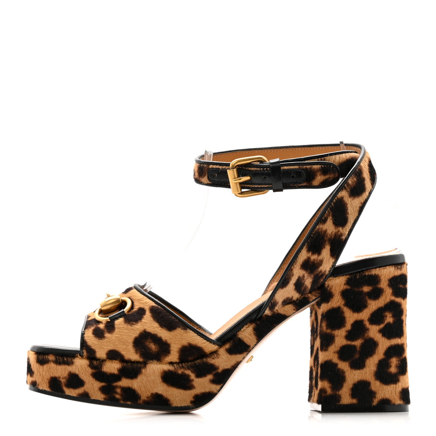 Gucci Calf Hair Leopard Print Horsebit 25/60mm Platform Sandals 36.5 Hazelnut Black 2 of 20
