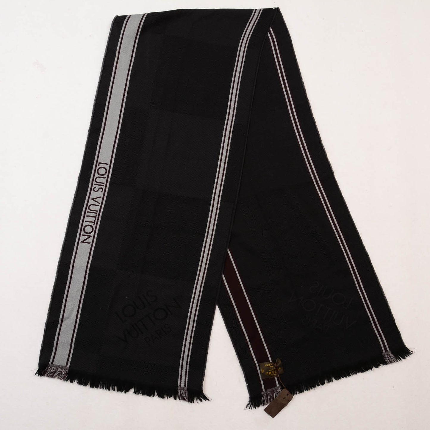 Wool Messager Damier Geant Scarf Black