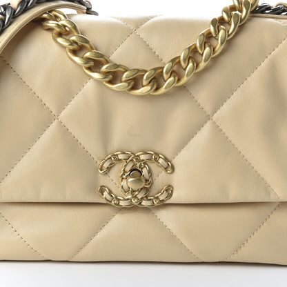 Chanel Lambskin Quilted Medium 19 Flap Beige 10 of 11