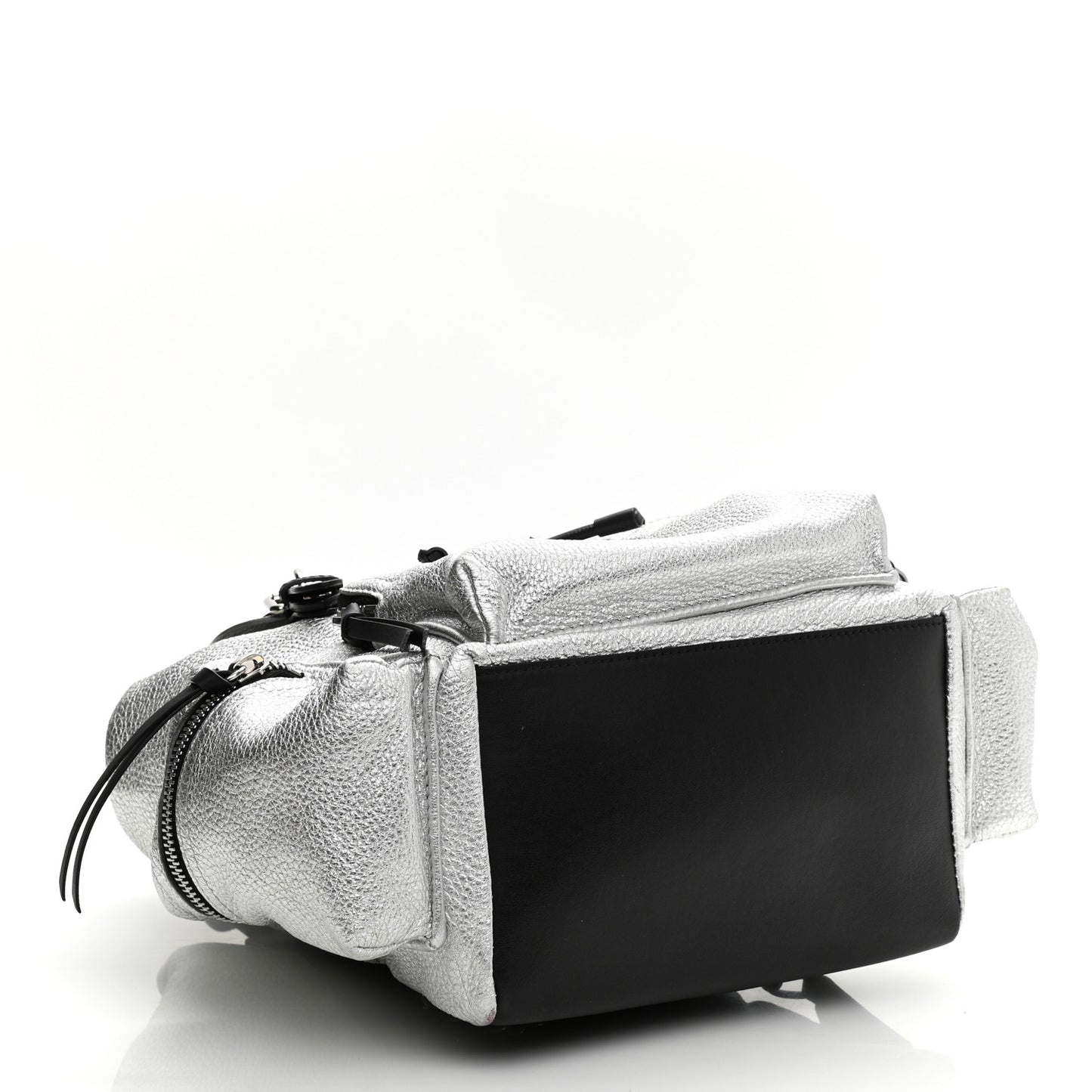 Metallic Deerskin Medium Rucksack Backpack Silver