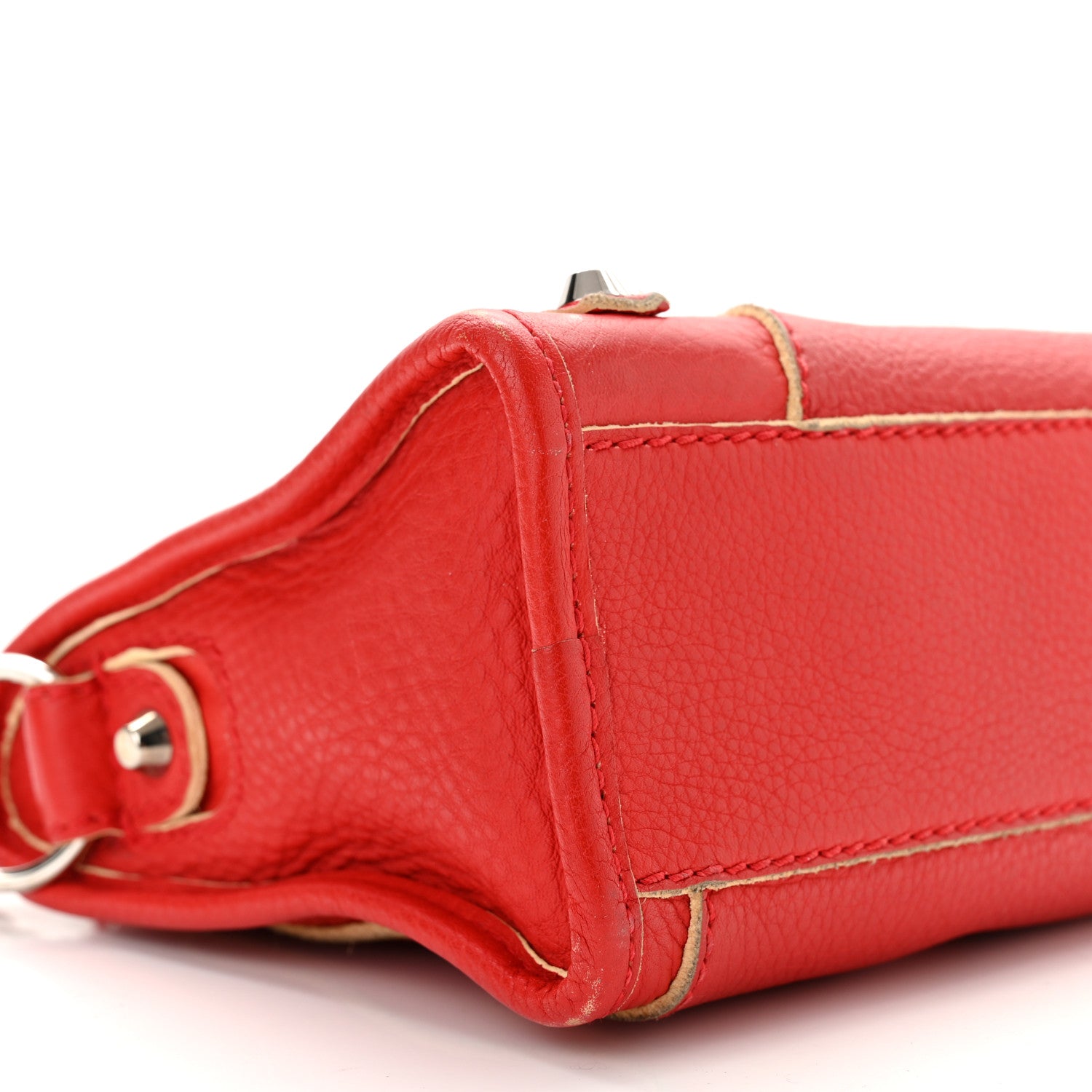Balenciaga Supple Grained Calfskin Classic Silver Hardware Highlight Mini City Rouge Fraise 10 of 14