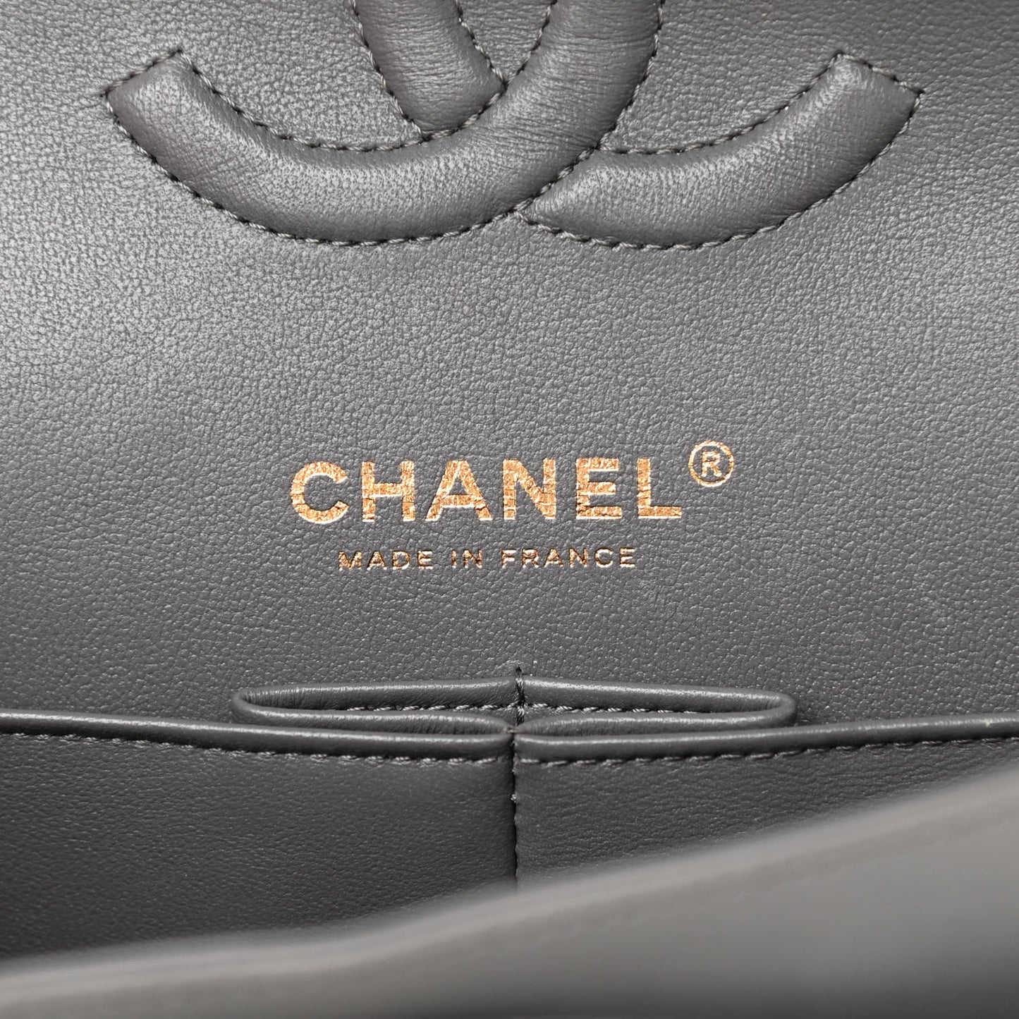 Lambskin Quilted Medium Double Flap Dark Grey