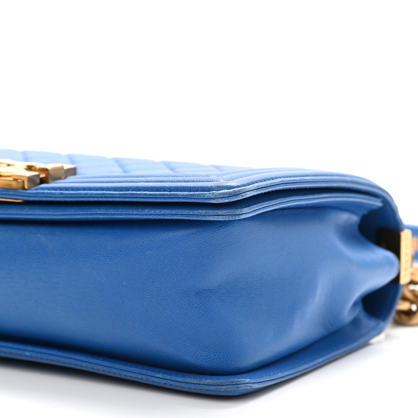 Lambskin Quilted Medium Boy Flap Blue