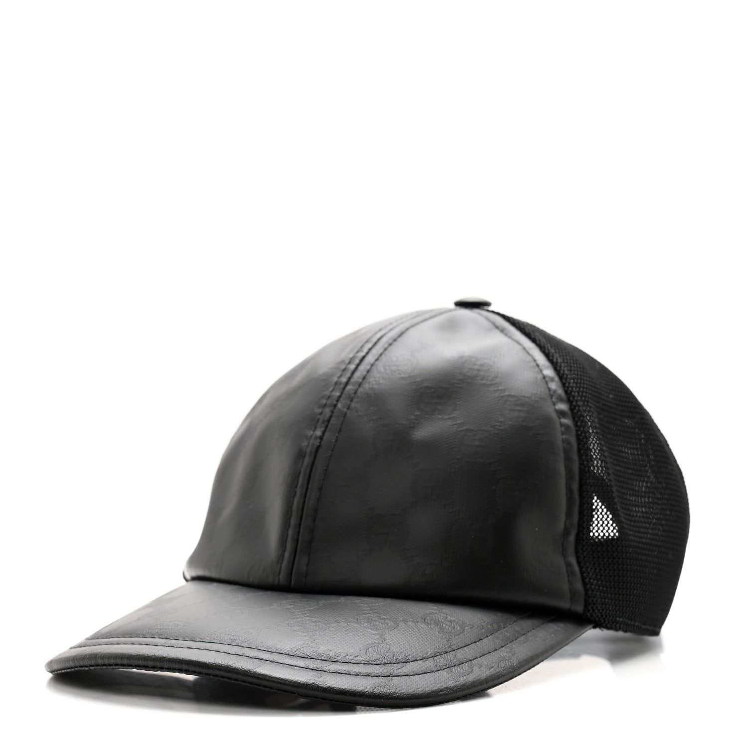 Gucci Calfskin Mesh GG Tennis Embossed Baseball Hat L Black 1 of 10