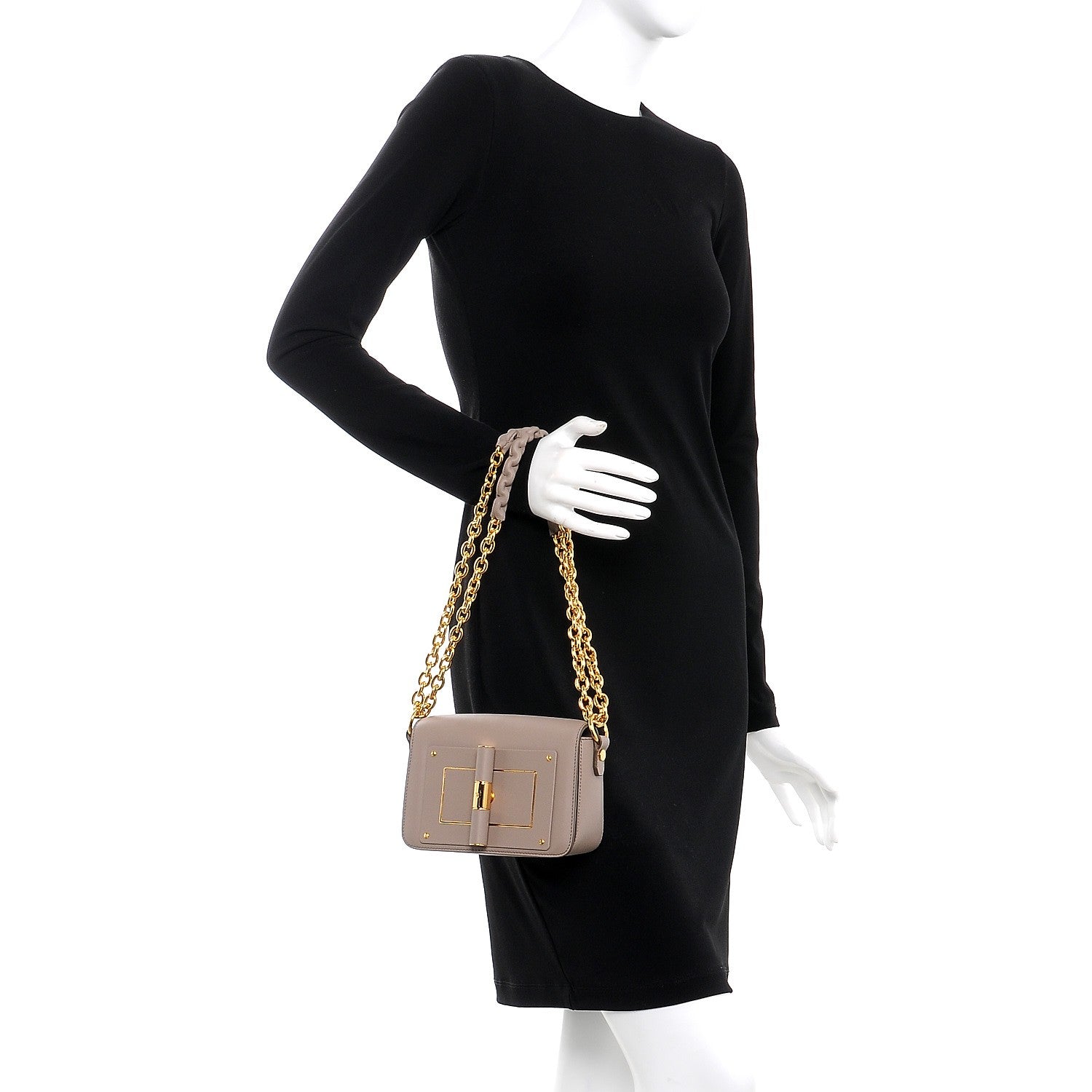 Tom Ford Calfskin Small Natalia Chain Bag Taupe 2 of 7