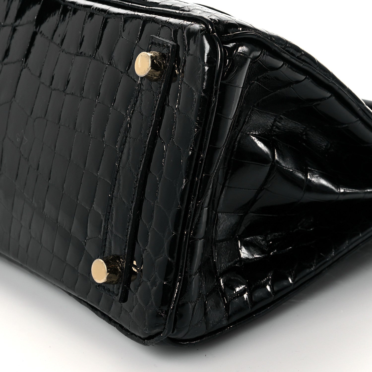 Hermes Shiny Niloticus Crocodile Birkin 25 Black 10 of 11