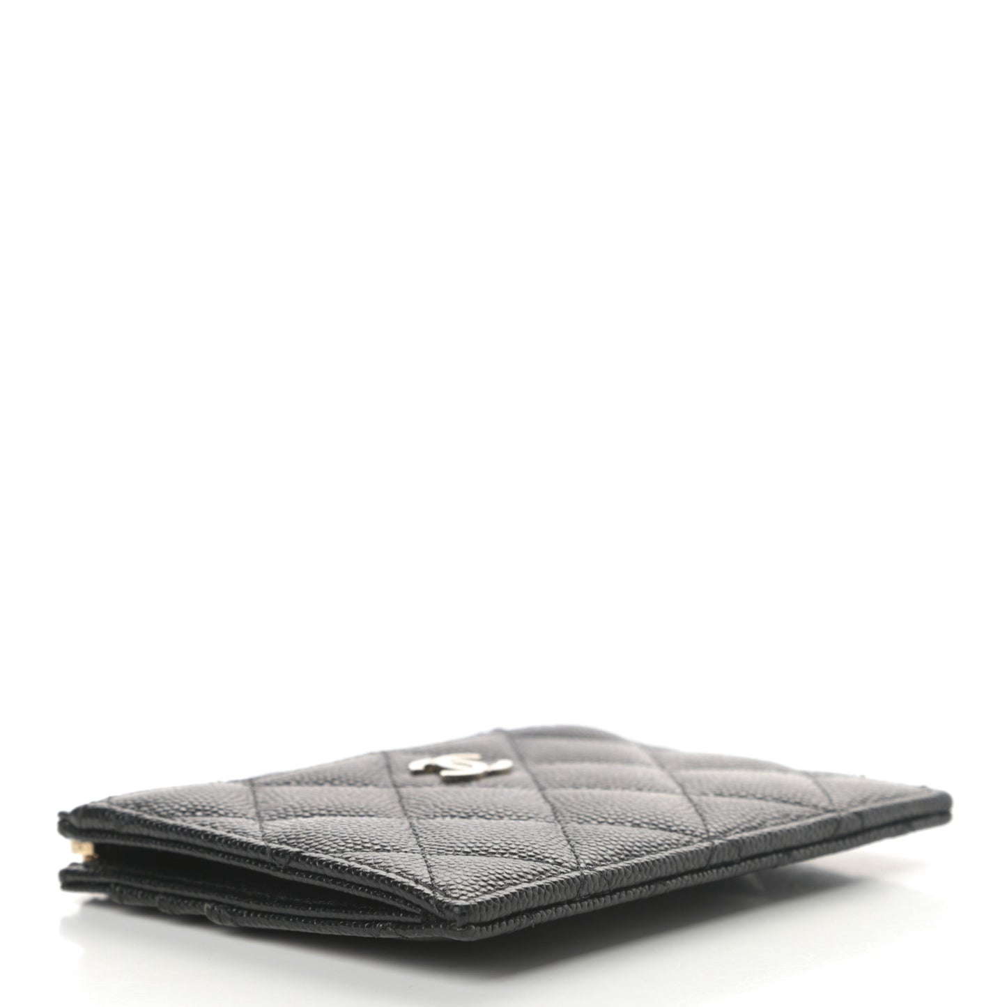 Caviar Quilted CC Zip Card Holder Black