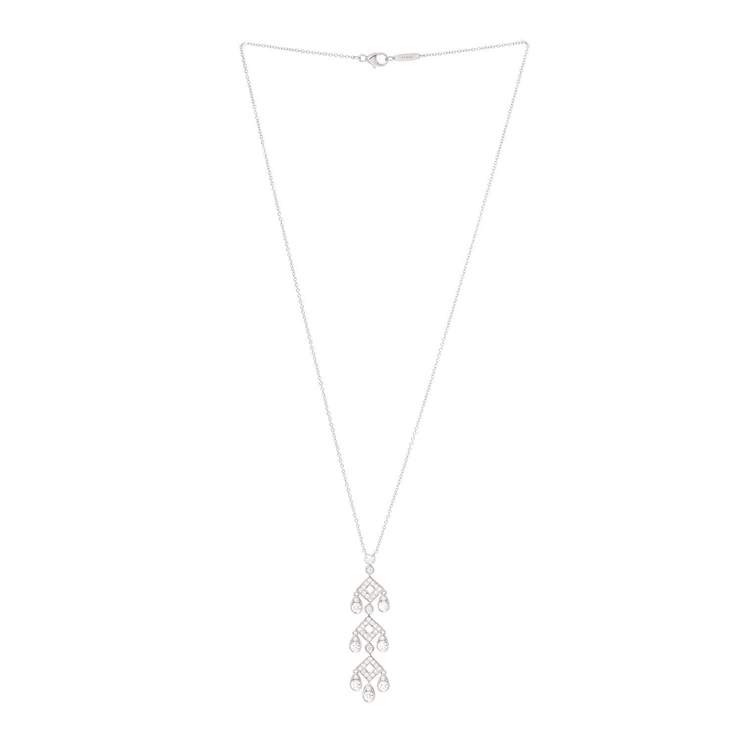 Tiffany Platinum Diamond Jazz Pagoda Pendant Necklace 3 of 5