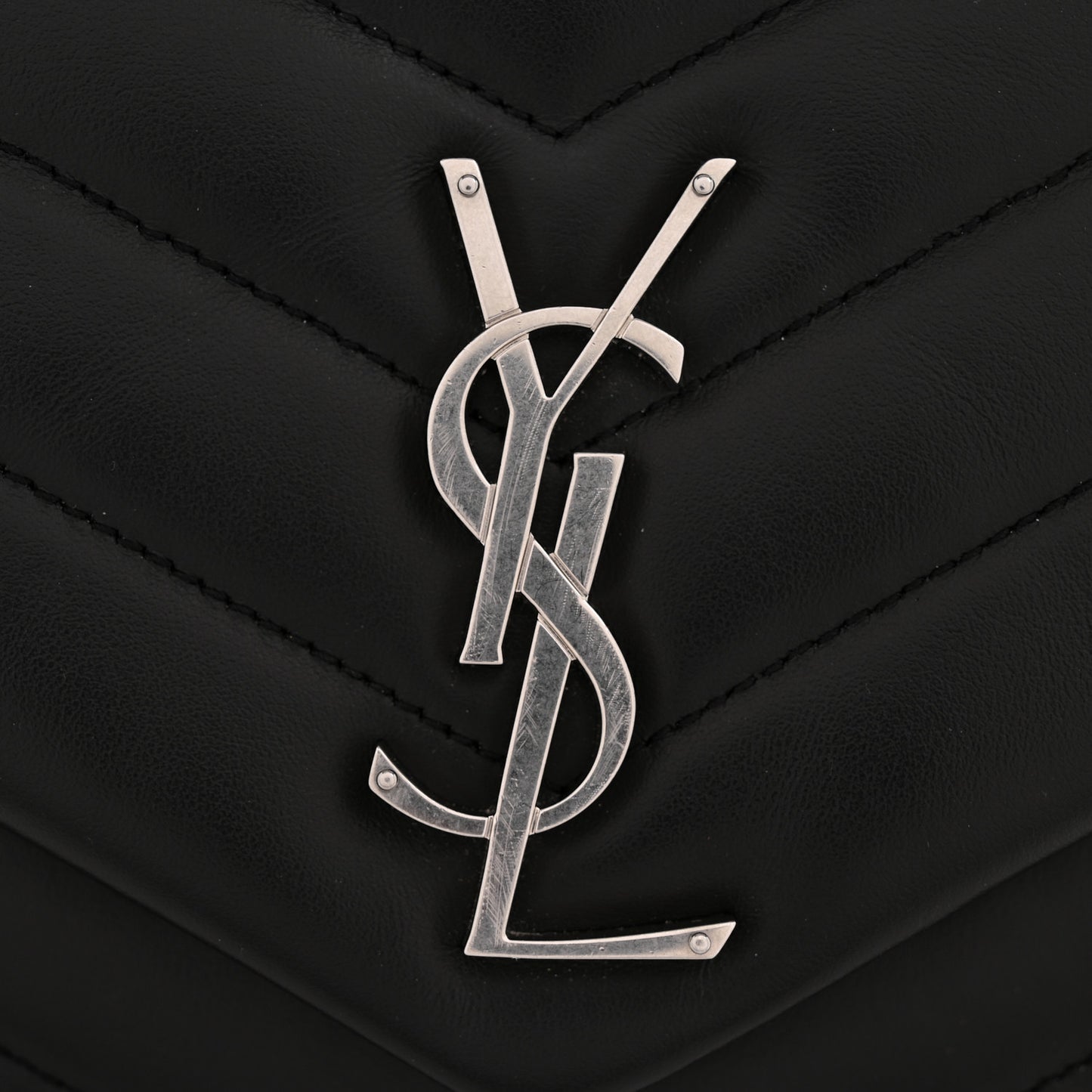 Calfskin Y Quilted Monogram Medium Loulou Chain Satchel Black