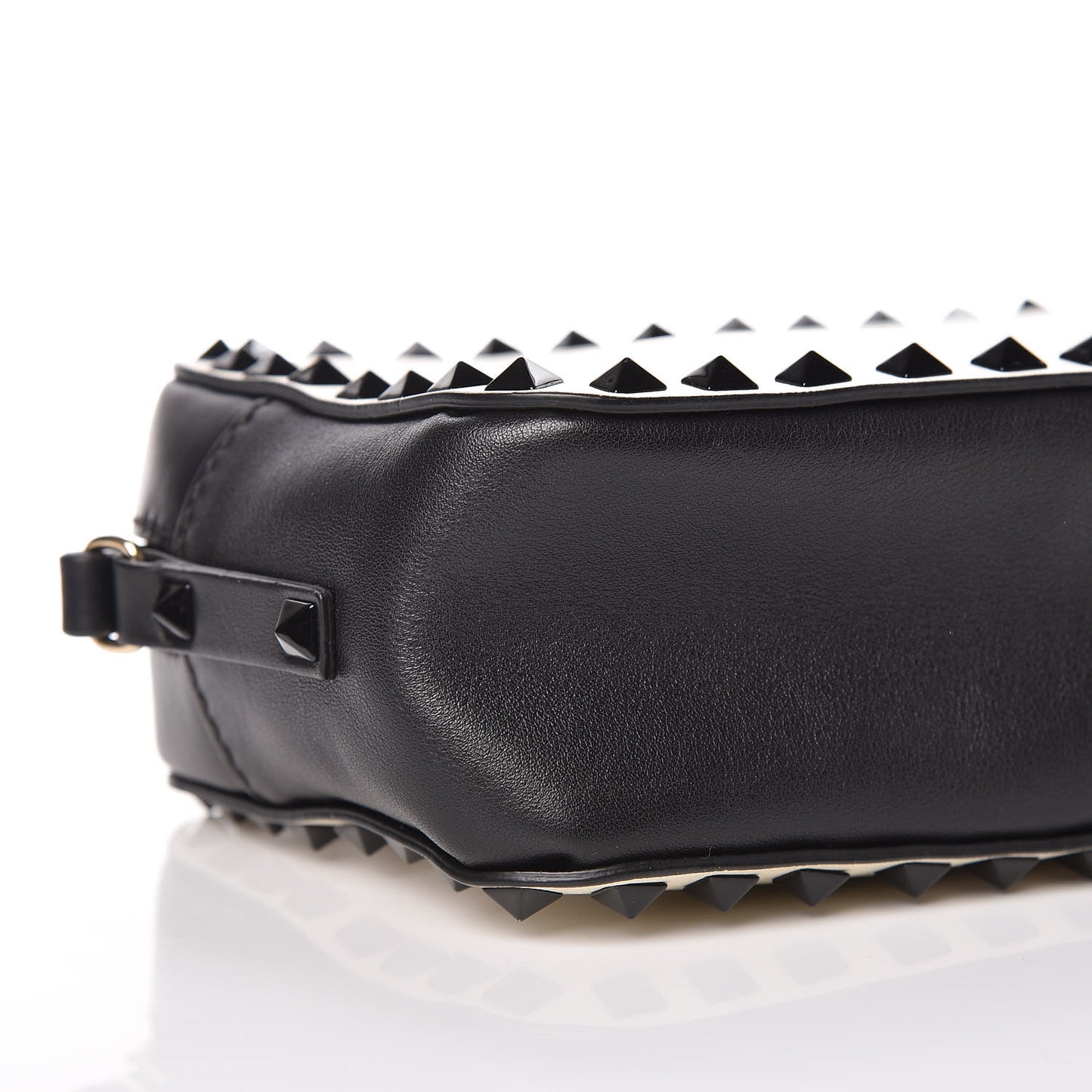 Calfskin Rockstud Camera Crossbody Bag Ivory Black