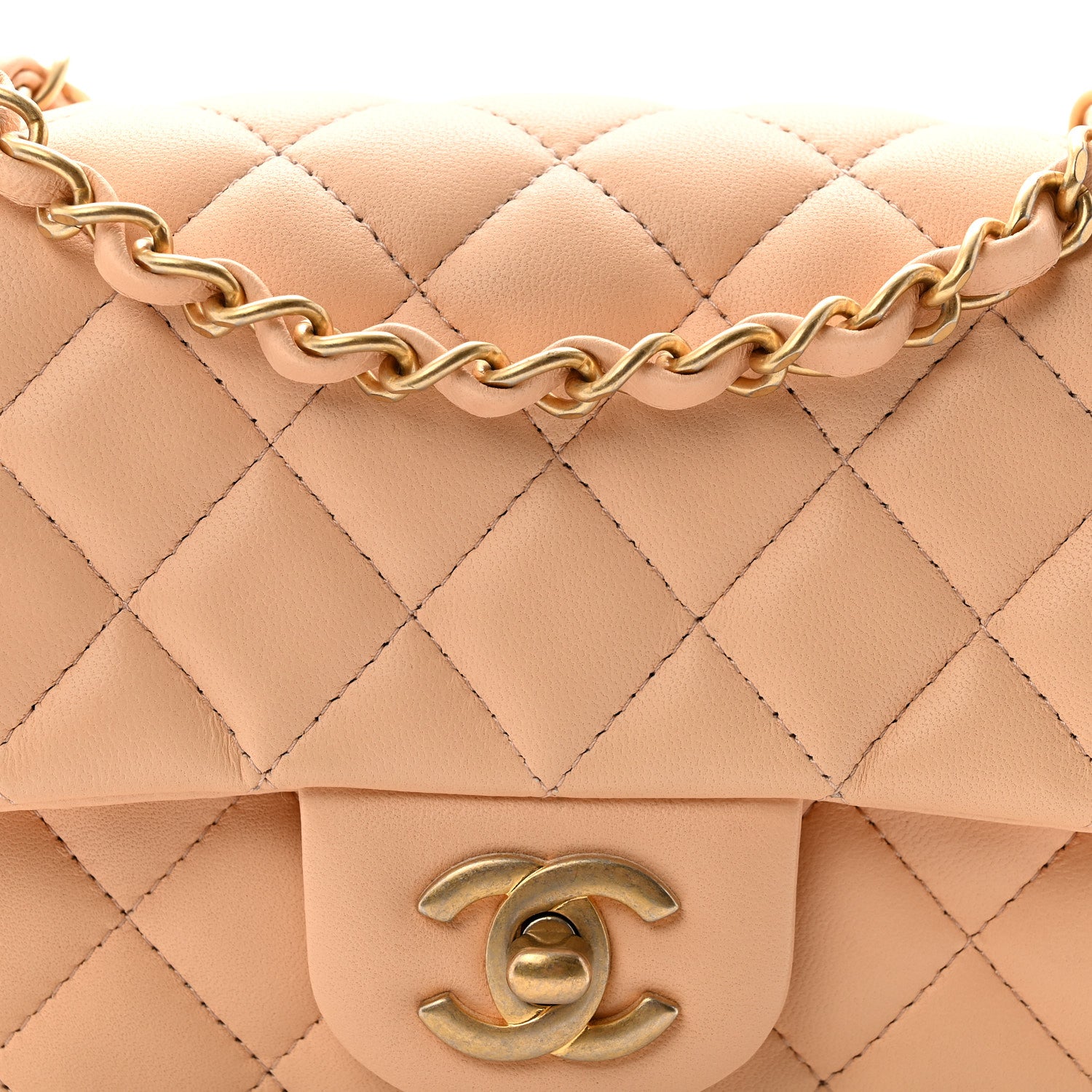 Chanel Lambskin Quilted Mini Rectangular Flap Beige 8 of 11