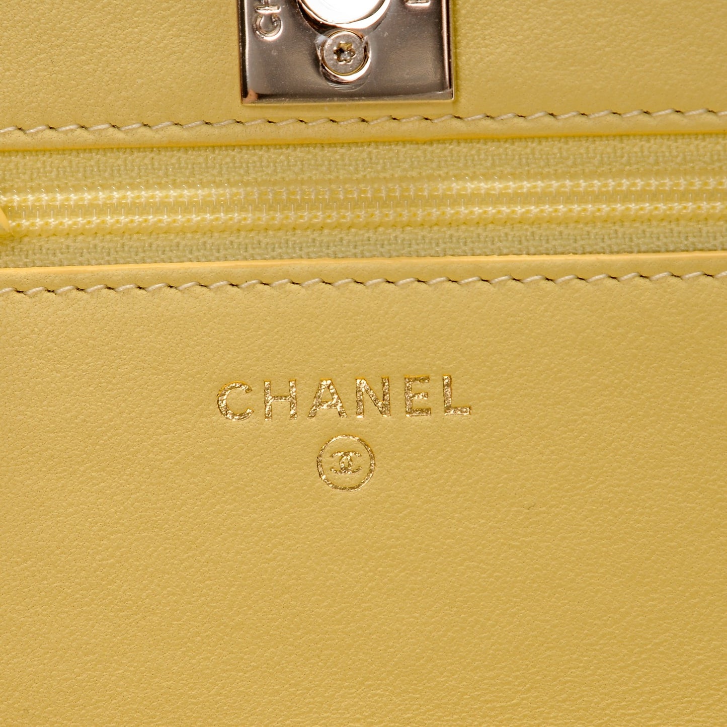 Lambskin Quilted Trendy CC Wallet On Chain WOC Yellow