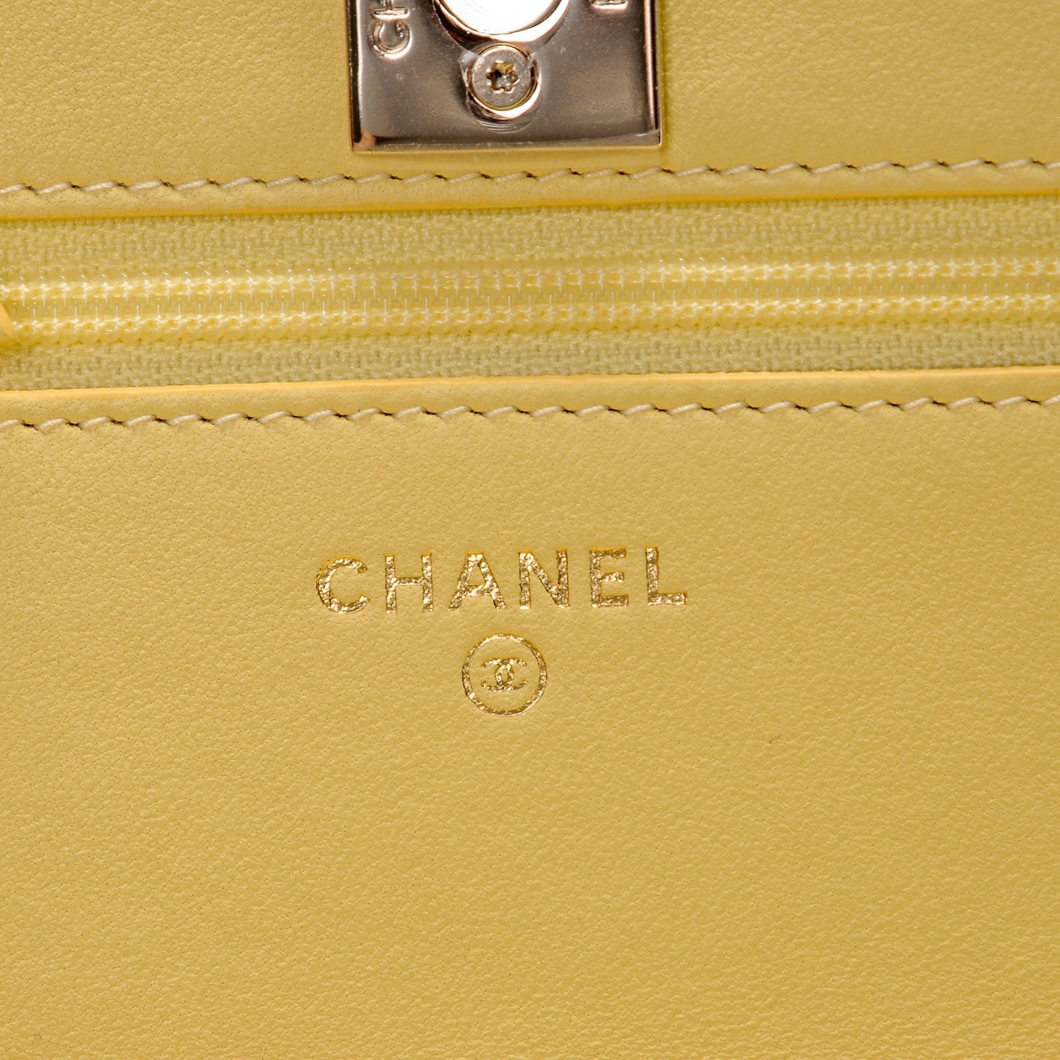 Chanel Lambskin Quilted Trendy CC Wallet On Chain WOC Yellow 7 of 9