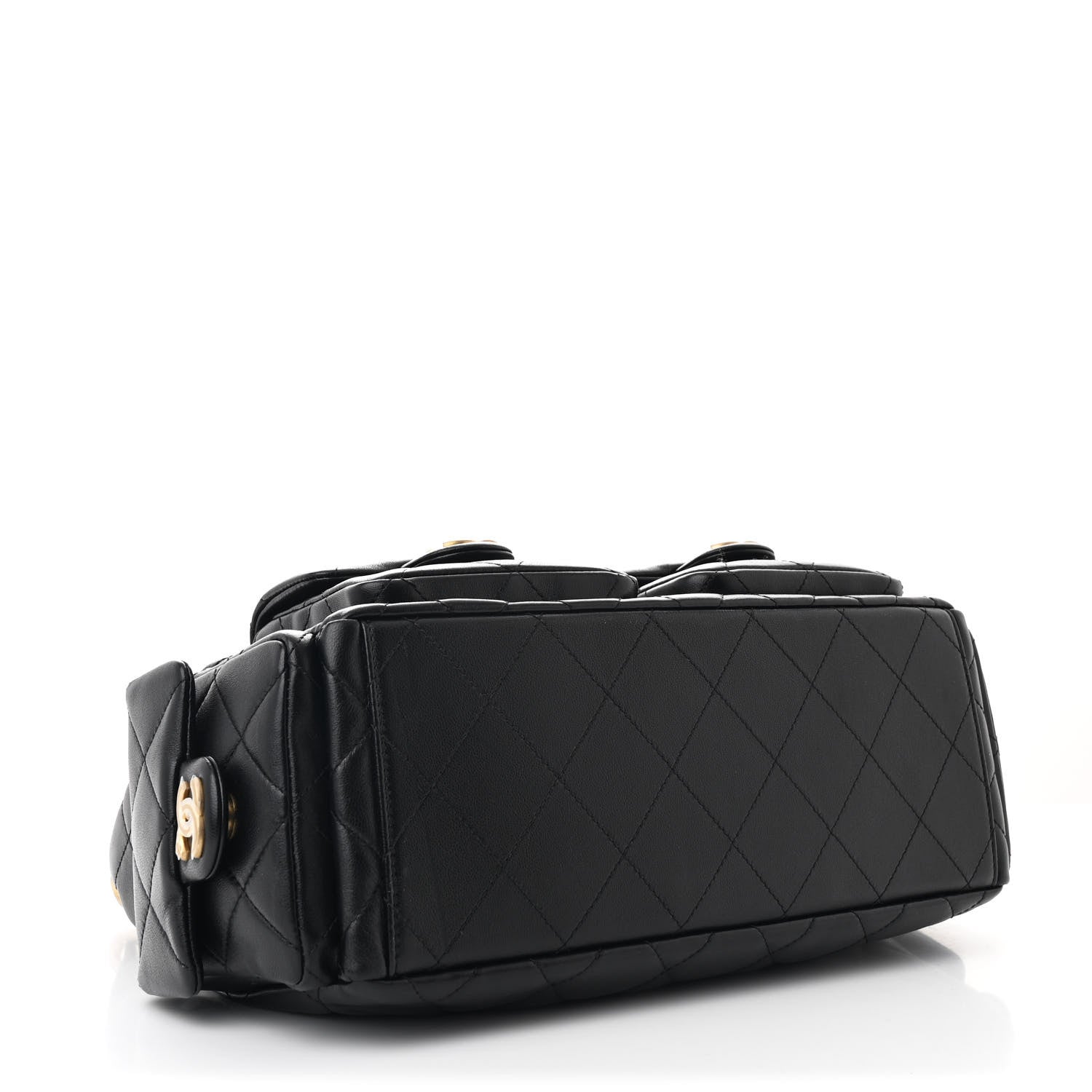 Chanel Shiny Lambskin Quilted Trendy Pockets Hobo Black 4 of 10