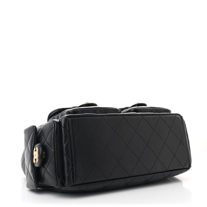 Chanel Shiny Lambskin Quilted Trendy Pockets Hobo Black 4 of 10
