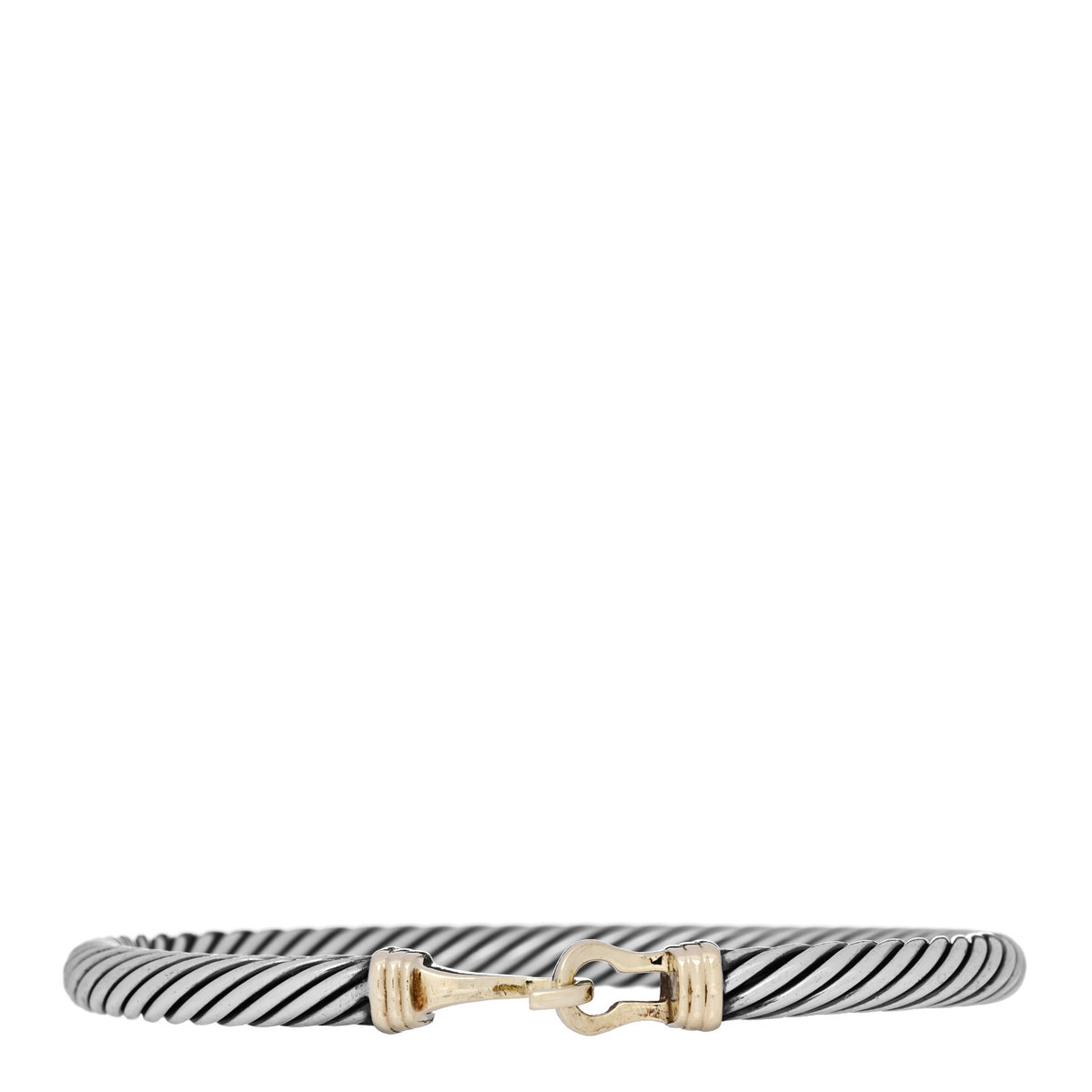 Sterling Silver 14k Yellow Gold 5mm Cable Buckle Bracelet