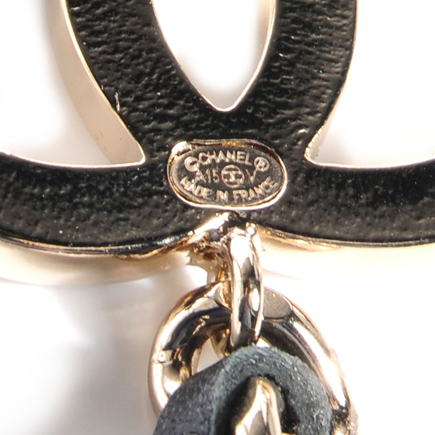 Leather Chain CC Belt Black Gold