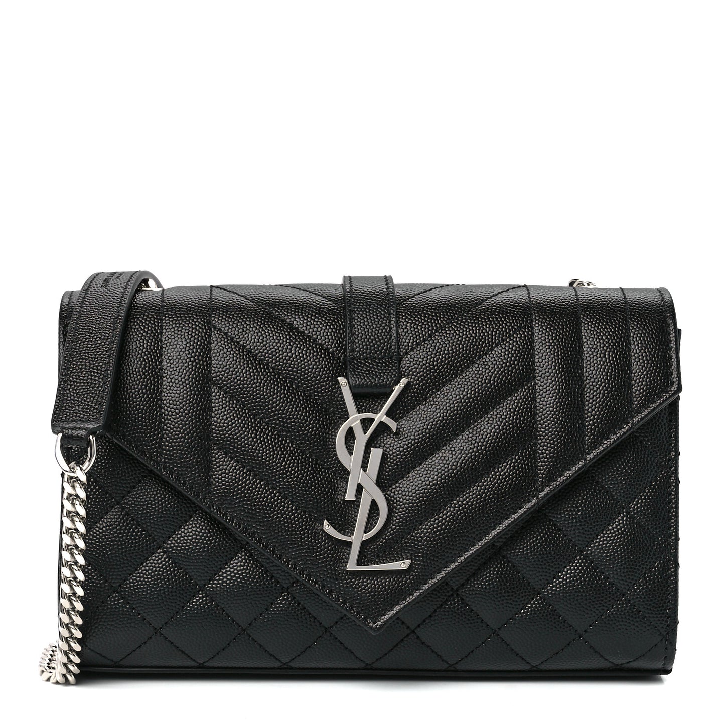 Grain De Poudre Textured Mixed Matelasse Triquilt Small Monogram Satchel Black