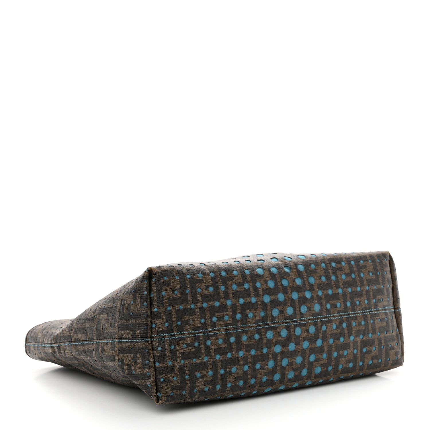 Fendi Zucca Spalmati Perforated Medium Roll Tote Tobacco Pavone 4 of 16