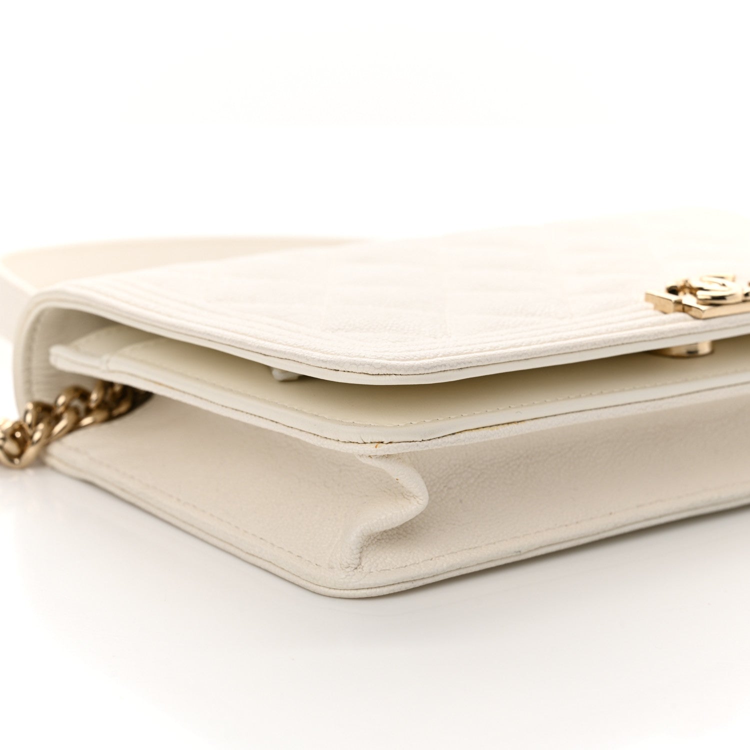 Chanel Caviar Quilted Boy Wallet On Chain WOC White 10 of 13