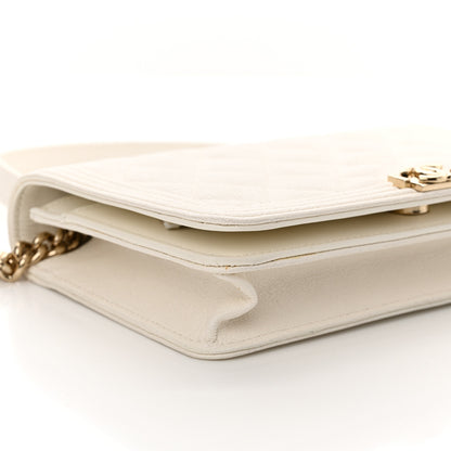 Chanel Caviar Quilted Boy Wallet On Chain WOC White 10 of 13