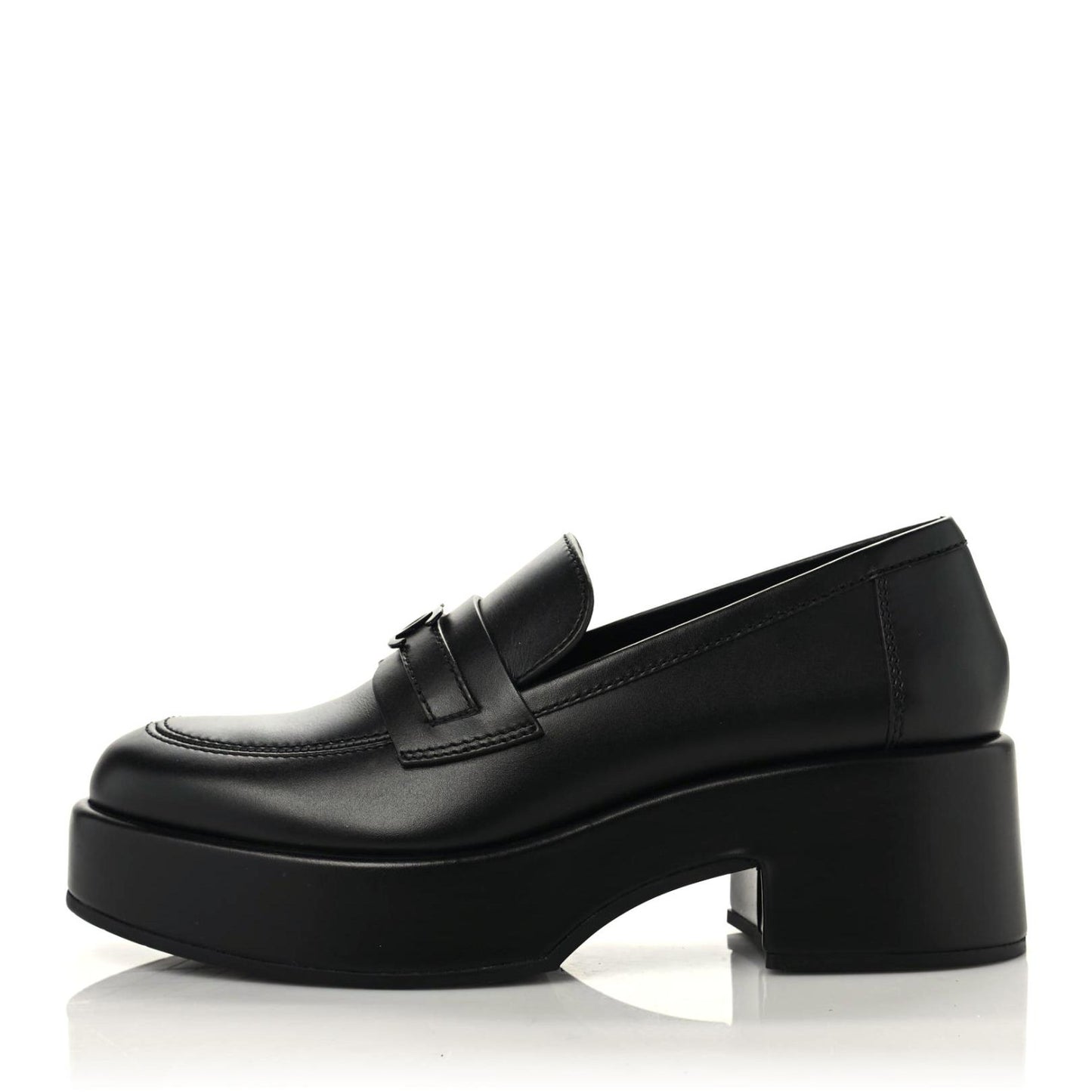 Calfskin CC Platform Loafers 40 Black