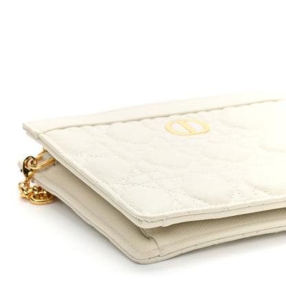 Christian Dior Calfskin Cannage Caro Zipped Pouch With Chain Latte 9 of 10