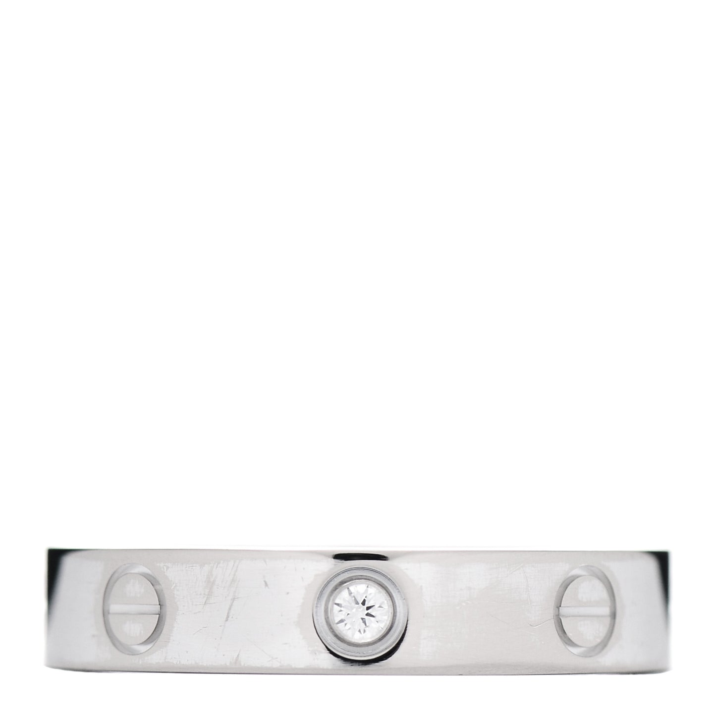 18K White Gold Diamond 4mm LOVE Wedding Band Ring 55 7.25