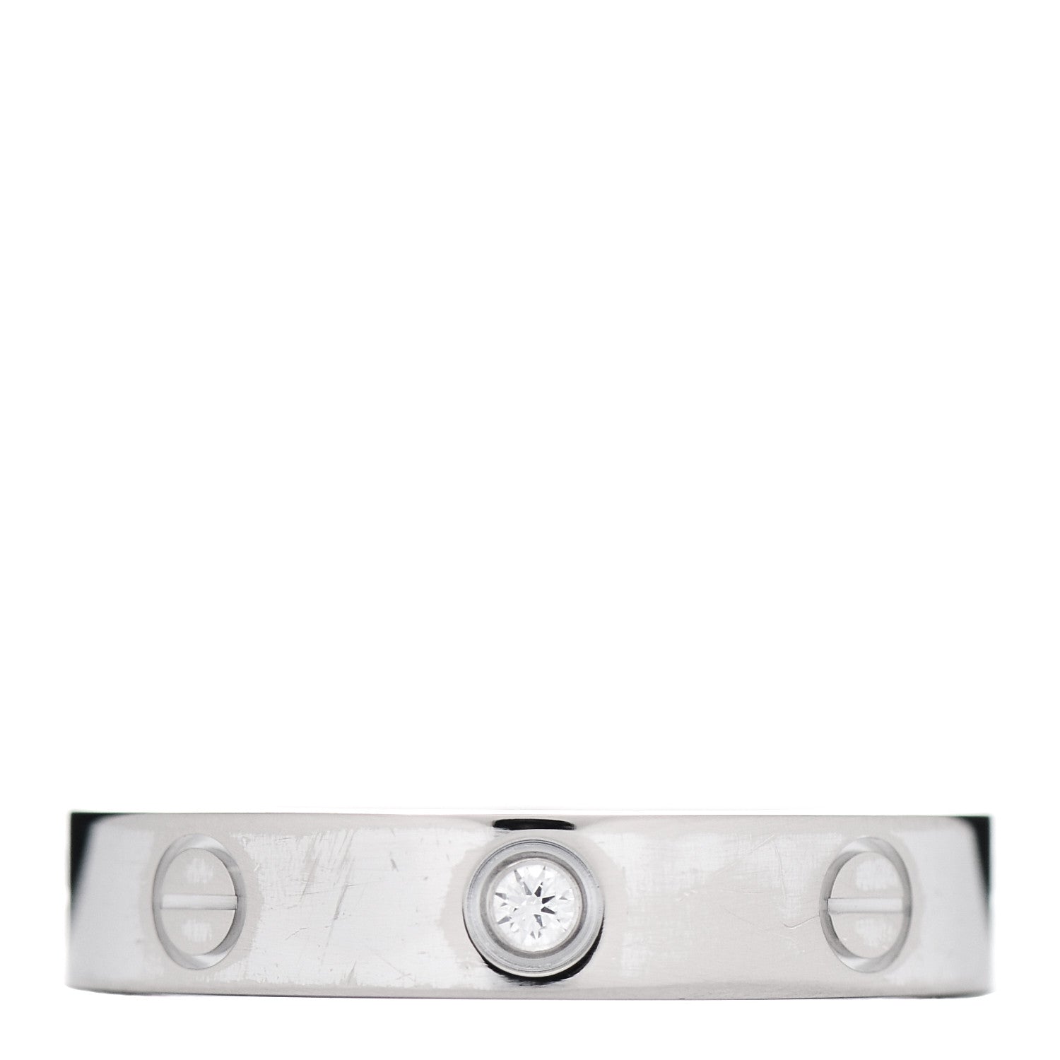 Cartier 18K White Gold Diamond 4mm LOVE Wedding Band Ring 55 7.25 1 of 6