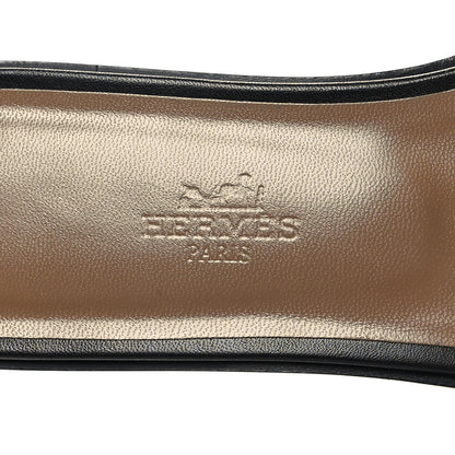 Hermes Box Calfskin Oran Sandals 38 Black 8 of 9